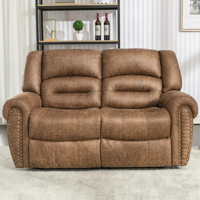 Caedine 2 - Piece Classic and Overstuffed Soft Vegan Leather Power Reclining Living Room Luxury Sofa Set