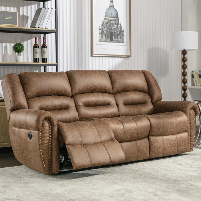 Caedine 2 - Piece Classic and Overstuffed Soft Vegan Leather Power Reclining Living Room Luxury Sofa Set