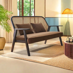 Handwoven Genuine Rattan Sofa with – Lightweight & Breathable