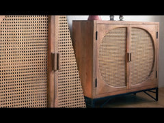 Hinaa Cane Two-Door Cabinet - Wooden bazar