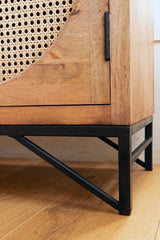 Hinaa Cane Two-Door Cabinet - Wooden bazar