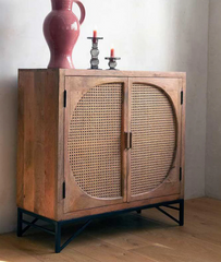Hinaa Cane Two-Door Cabinet - Wooden bazar
