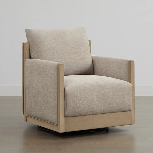 Supik Upholstered Swivel Accent Barrel Chair with Wood Frame