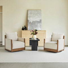 Supik Upholstered Swivel Accent Barrel Chair with Wood Frame