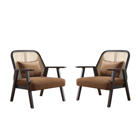 Genuine Rattan Woven Sofa – Handcrafted Octagonal Pattern (Set of 2)