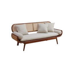 Natural Rattan & Wood Sofa – Modern 3-Seater with Artistic Craftsmanship