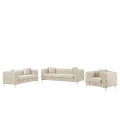 Castanoz 3 - Piece Velvet Living Room Set Luxury Sofa Set