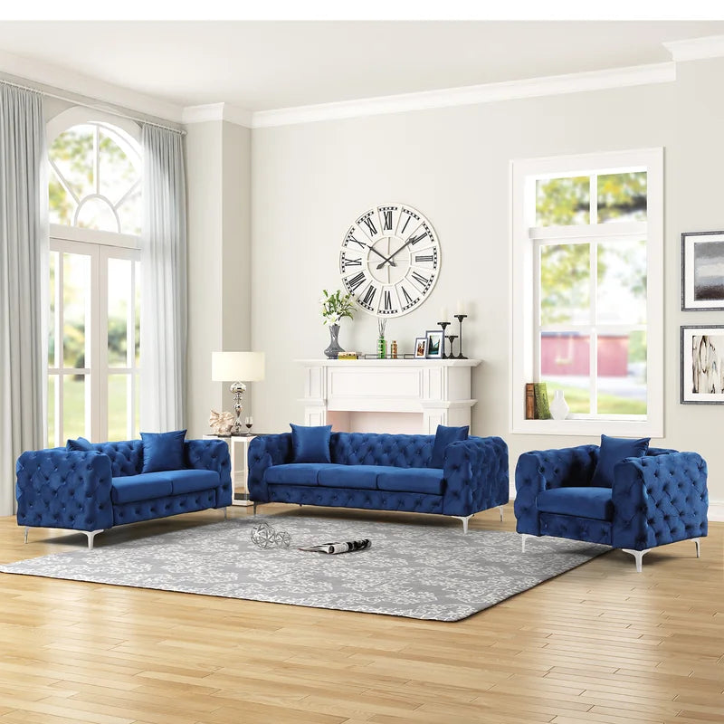 Castanoz 3 - Piece Velvet Living Room Set Luxury Sofa Set