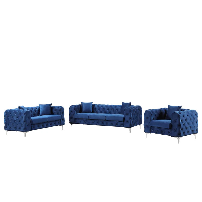 Castanoz 3 - Piece Velvet Living Room Set Luxury Sofa Set