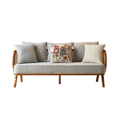 Solid Wood Sofa with Natural Rattan Weaving – Luxurious Comfort
