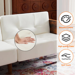 Cotton Fabric Cushion Back Upholstered Arm Sleeper Sofa