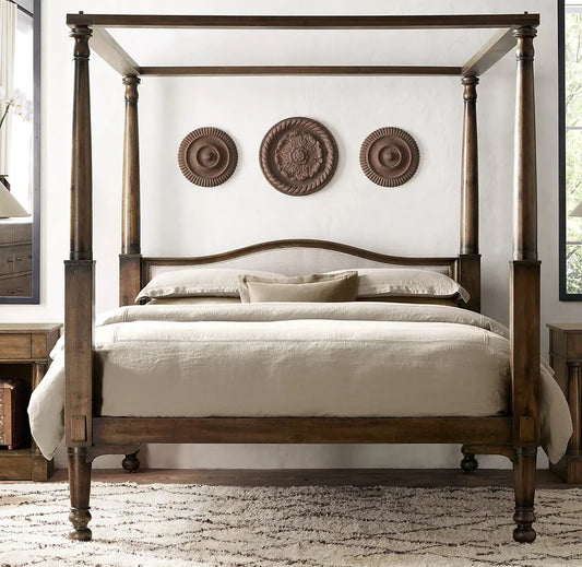 Sokkin Solid Wood Poster Bed - Wooden bazar