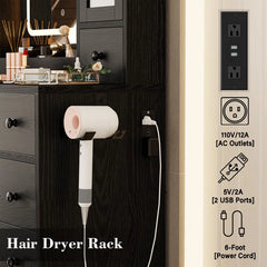 Salonty Vanity Desk with LED Lights Mirror and Charging Station With Stool