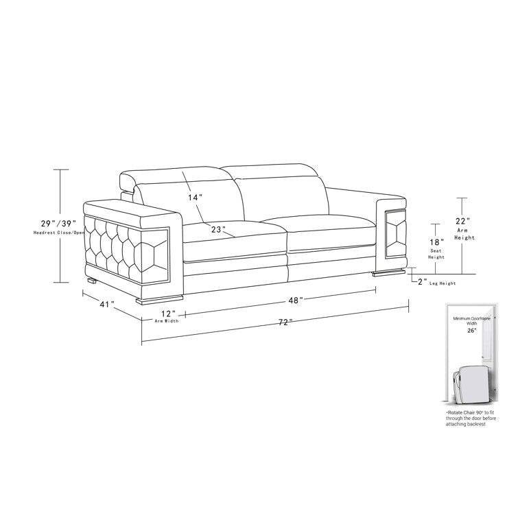 Charlieez 3 Piece Genuine Leather Sofa Set Luxury Sofa Set