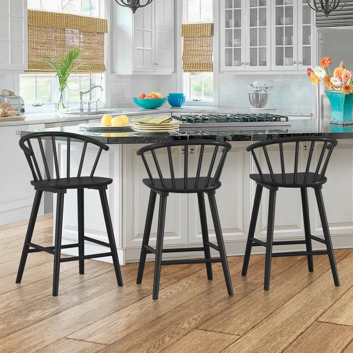 Chelssiea Swivel Solid Wood Counter and bar Stool (Set of 3)