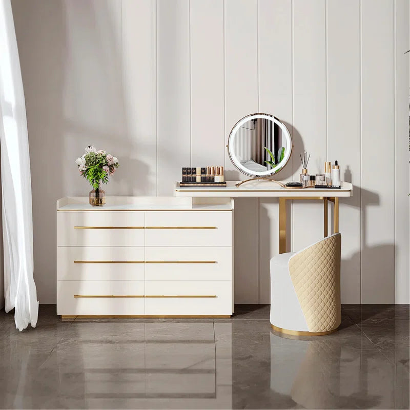 Tracy Vanity Dressing Table Set - Wooden Bazar