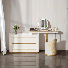 Wang Vanity Dressing Table Set in 6 Drawers With Stool - Wooden Bazar