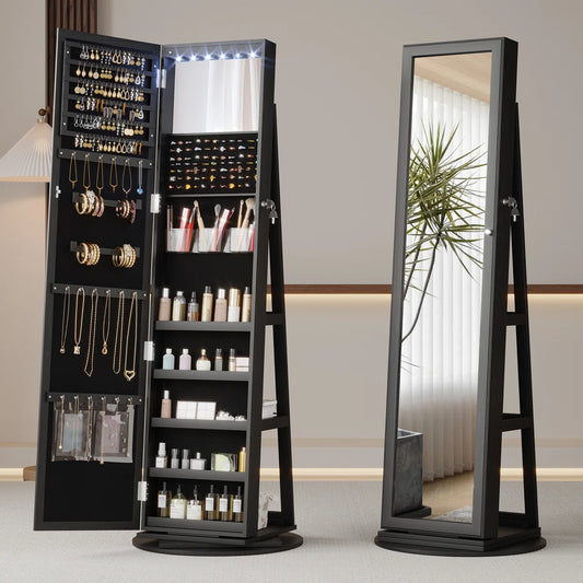 Freestanding Jewelry Armoire - Wooden Bazar