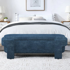 Oval Fabric Upholstered Storage Ottoman - Wooden Bazar