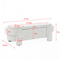 Oval Fabric Upholstered Storage Ottoman - Wooden Bazar