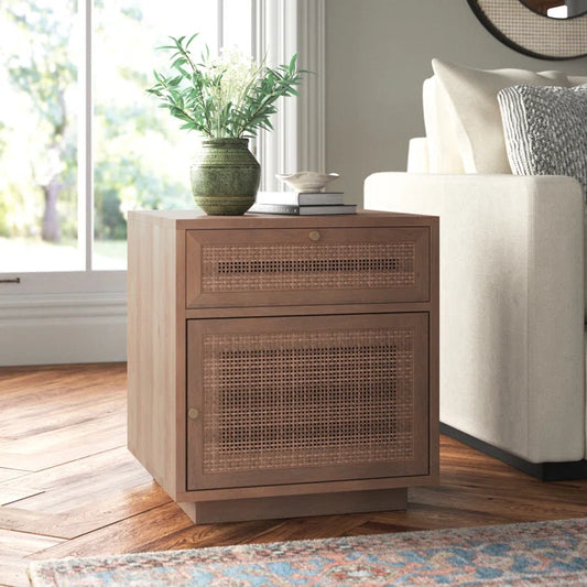 Cinna Solid Wood End Table with Storage