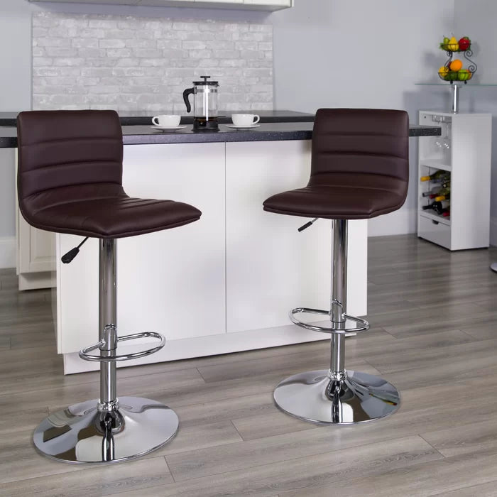 Clifto Modern Upholstered Adjustable-Height Counter and Bar stool with Footrest ( Set of 2 )