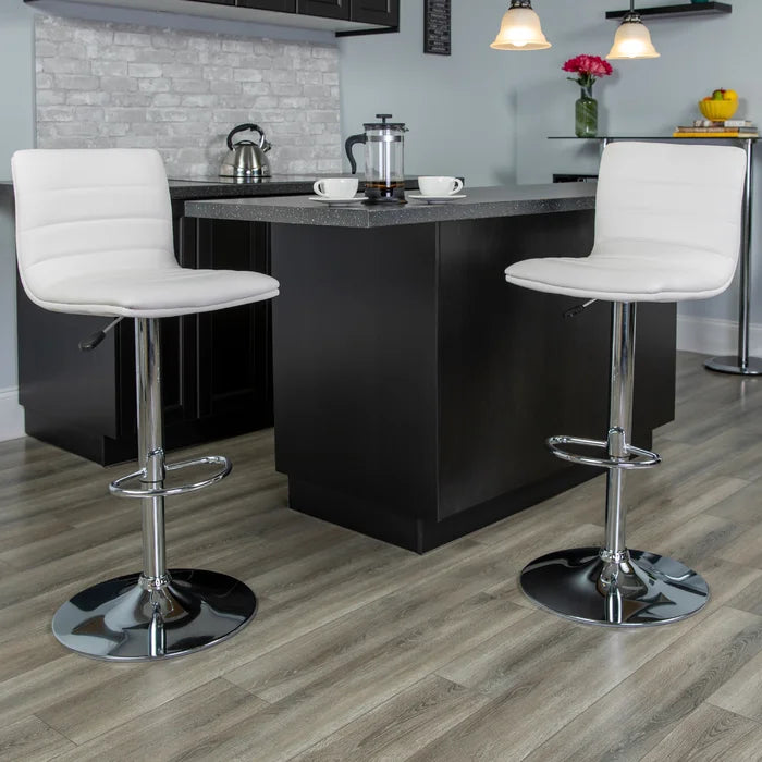 Clifto Modern Upholstered Adjustable-Height Counter and Bar stool with Footrest ( Set of 2 )