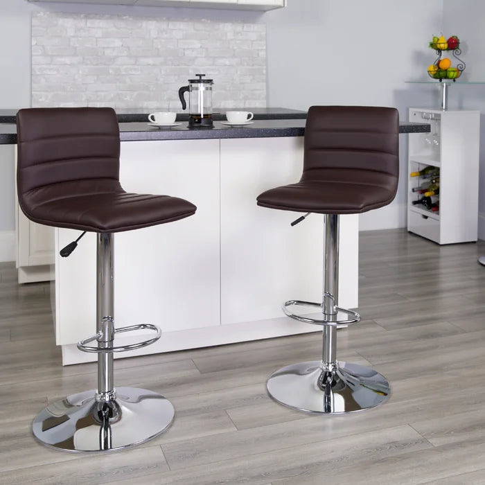 Clifto Modern Upholstered Adjustable-Height Counter and Bar stool with Footrest ( Set of 2 )