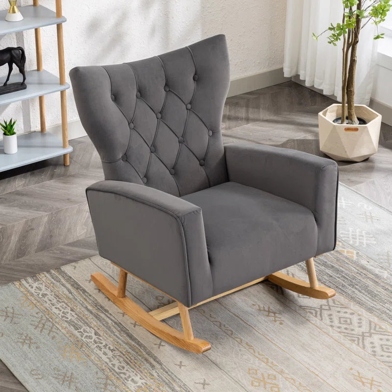 Fazkiyon Upholstered Rocking Chair for Modern Living - Wooden Bazar