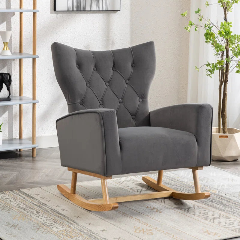 Fazkiyon Upholstered Rocking Chair for Modern Living - Wooden Bazar