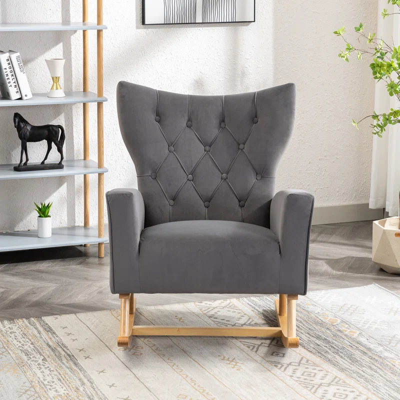 Fazkiyon Upholstered Rocking Chair for Modern Living - Wooden Bazar