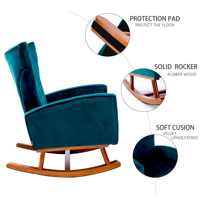 Fazkiyon Upholstered Rocking Chair for Modern Living - Wooden Bazar