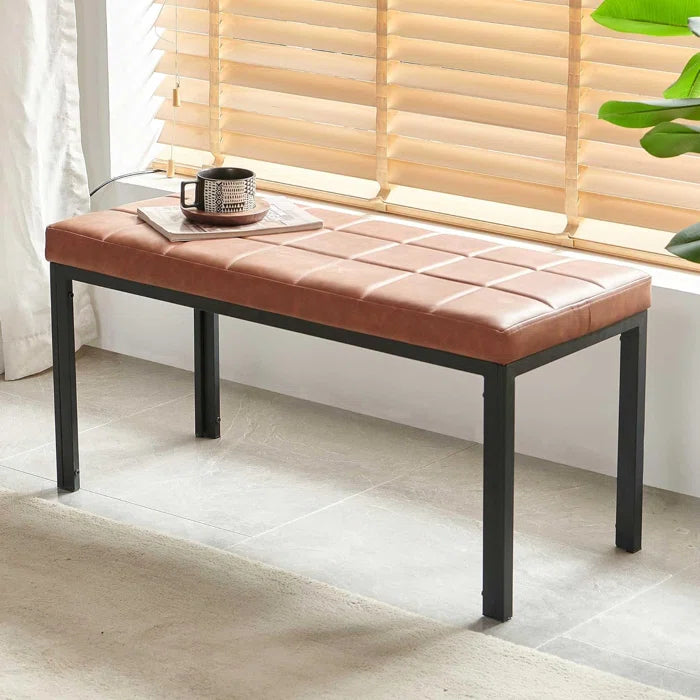 Chenister Faux Leather Upholstered Bench - Wooden Bazar