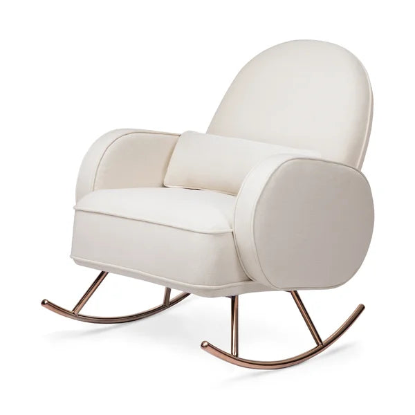 Zepprox Modern Bouclé Upholstered Rocking Chair with Sleek Metal Base