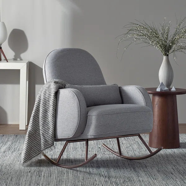 Zepprox Modern Bouclé Upholstered Rocking Chair with Sleek Metal Base