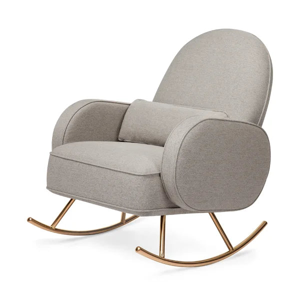 Zepprox Modern Bouclé Upholstered Rocking Chair with Sleek Metal Base