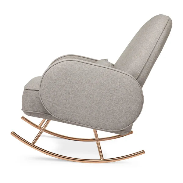 Zepprox Modern Bouclé Upholstered Rocking Chair with Sleek Metal Base