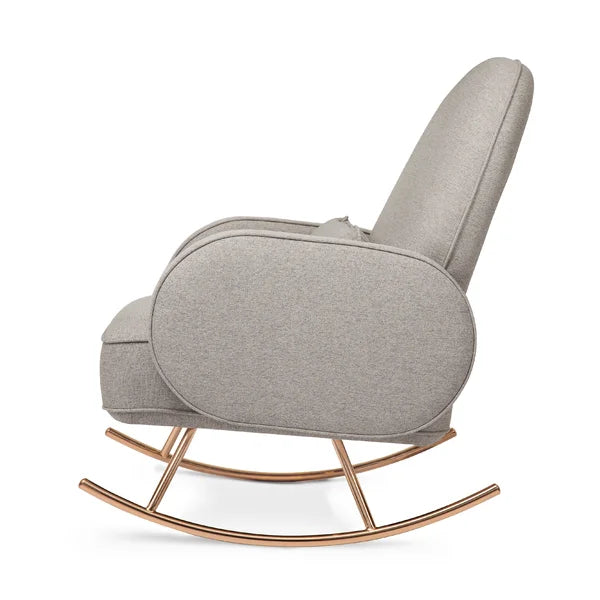 Zepprox Modern Bouclé Upholstered Rocking Chair with Sleek Metal Base