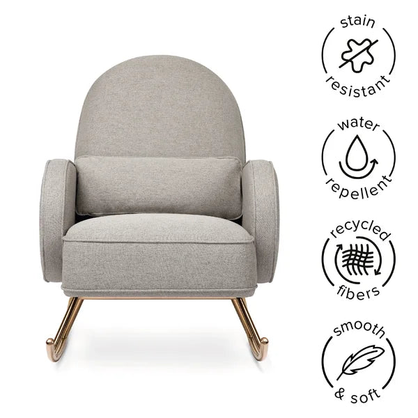 Zepprox Modern Bouclé Upholstered Rocking Chair with Sleek Metal Base