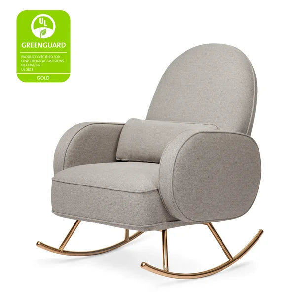 Zepprox Modern Bouclé Upholstered Rocking Chair with Sleek Metal Base