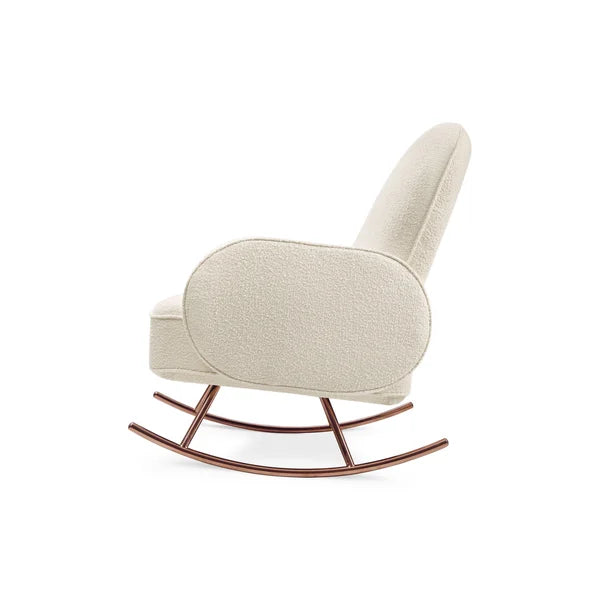 Zepprox Modern Bouclé Upholstered Rocking Chair with Sleek Metal Base