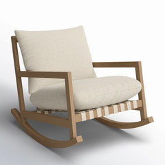 Shenaeer Solid Wood Outdoor Rocking Chair with Cushions - Wooden Bazar