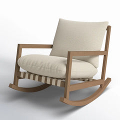 Shenaeer Solid Wood Outdoor Rocking Chair with Cushions - Wooden Bazar