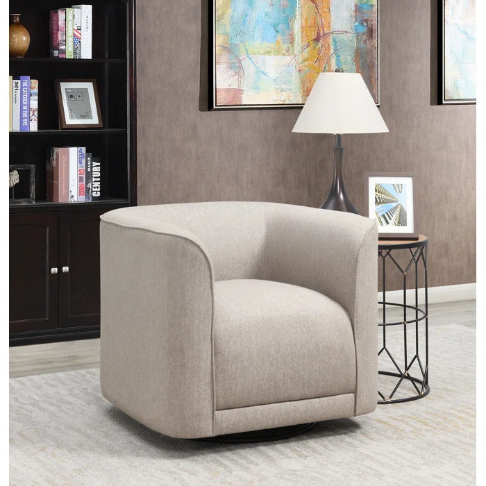 Plush Upholstered Swivel Barrel Chair With 360-Degree Comfort and Style for Any Room