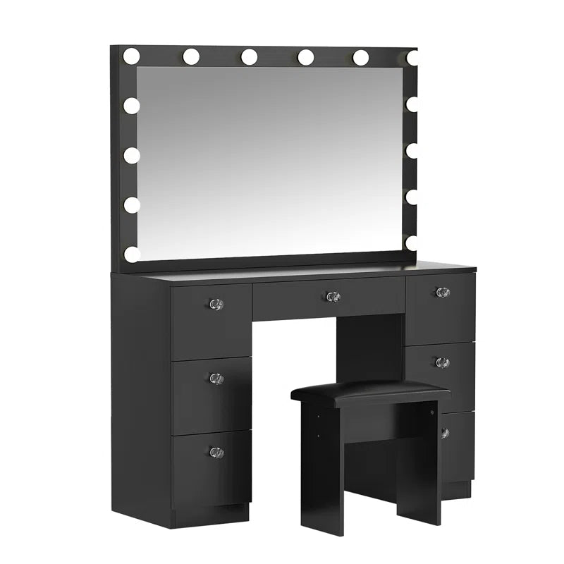 Katpick Makeup Vanity with Lights 7 Large Drawers and Outlets