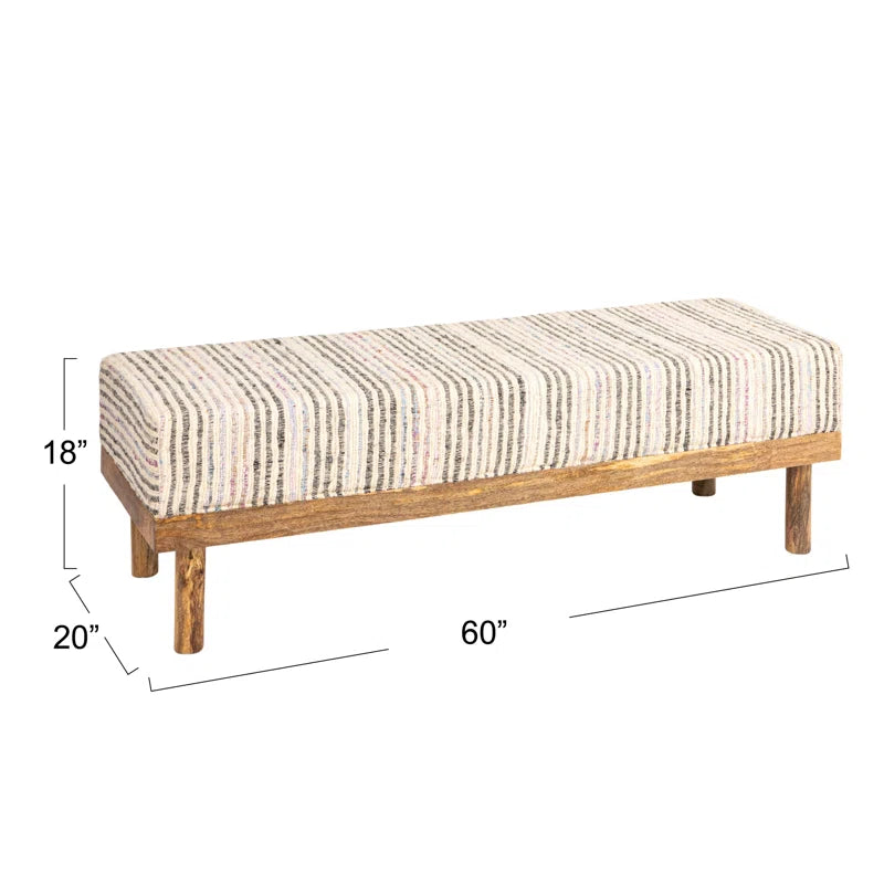 Nescon Cotton Upholstered Bench - Wooden Bazar