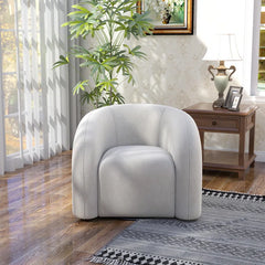 Upholstered Swivel Barrel Chair - Wooden Bazar