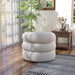 Upholstered Swivel Barrel Chair - Wooden Bazar