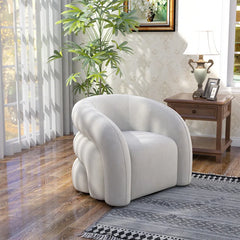 Upholstered Swivel Barrel Chair - Wooden Bazar