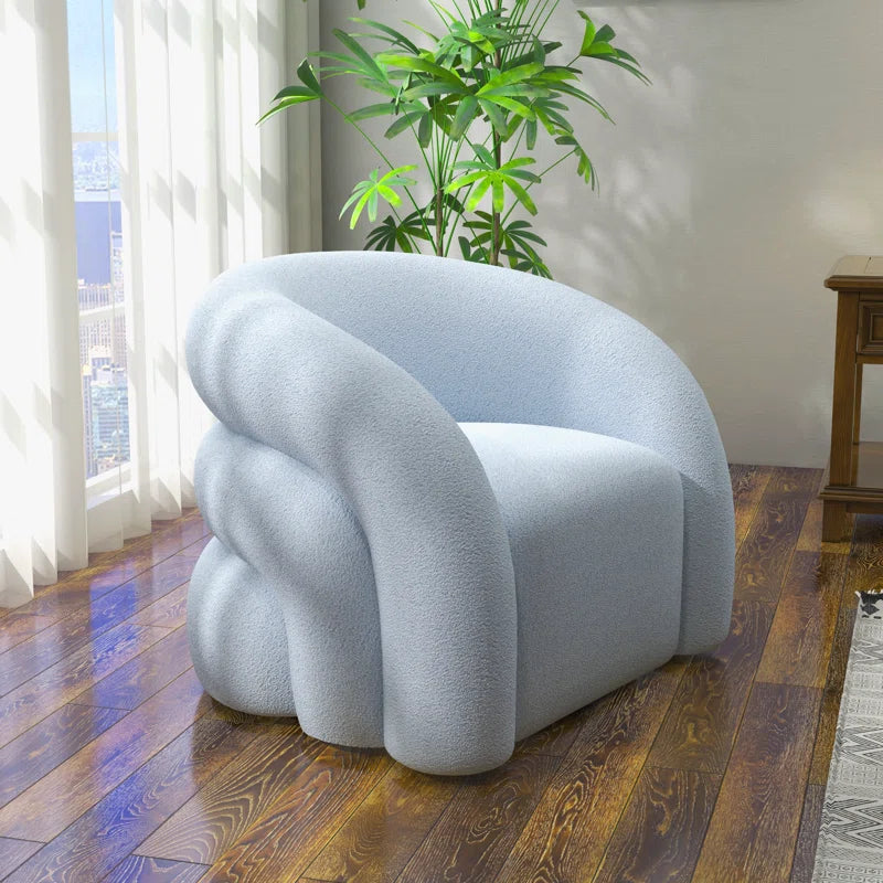 Upholstered Swivel Barrel Chair - Wooden Bazar